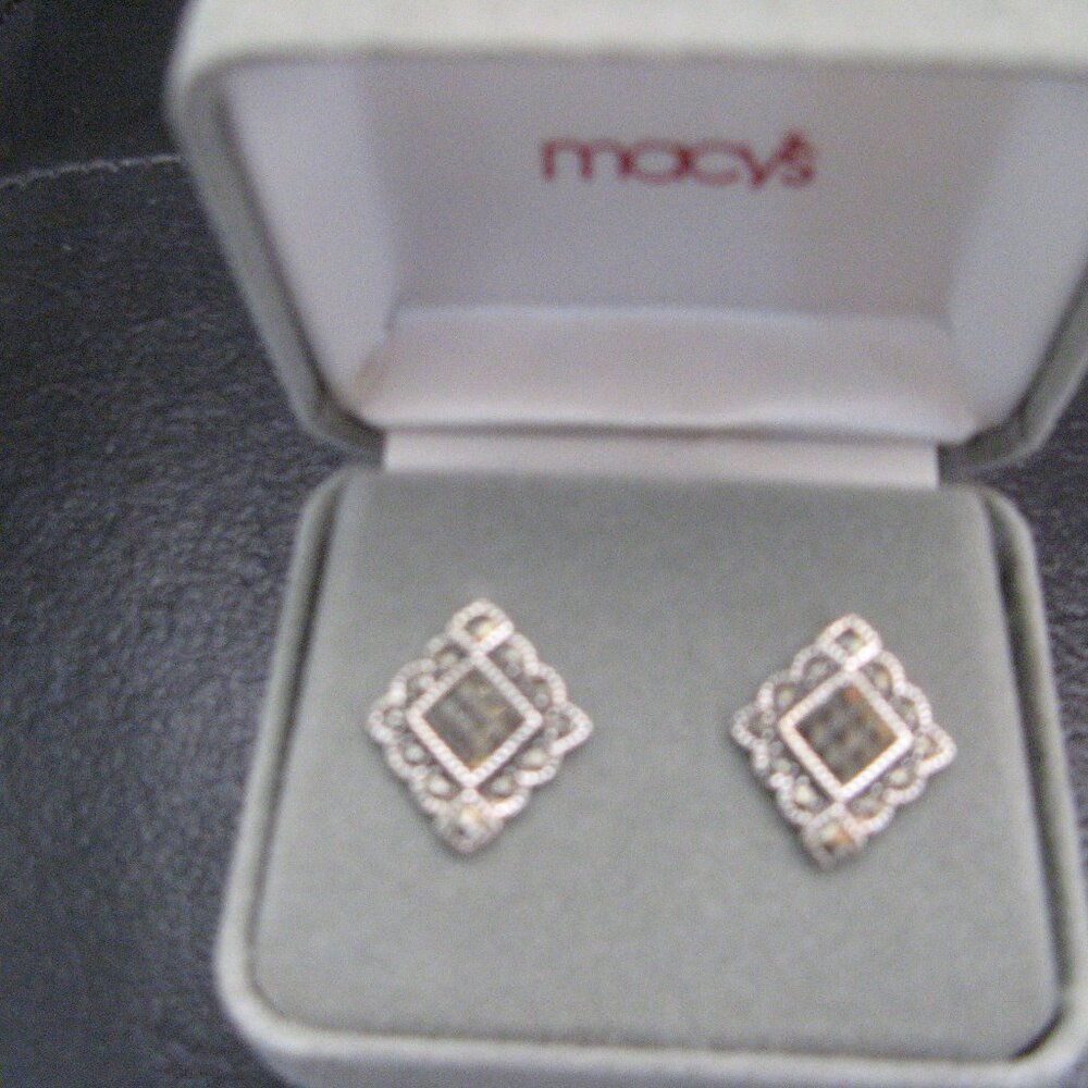 marquisite and sterling silver pierced earrings